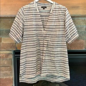 J. Crew gray & white striped blouse M